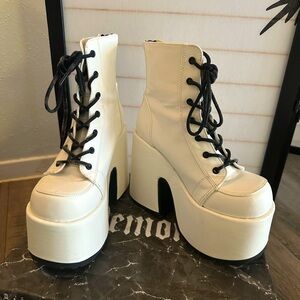 White Demonia Dollskill Rave Boots